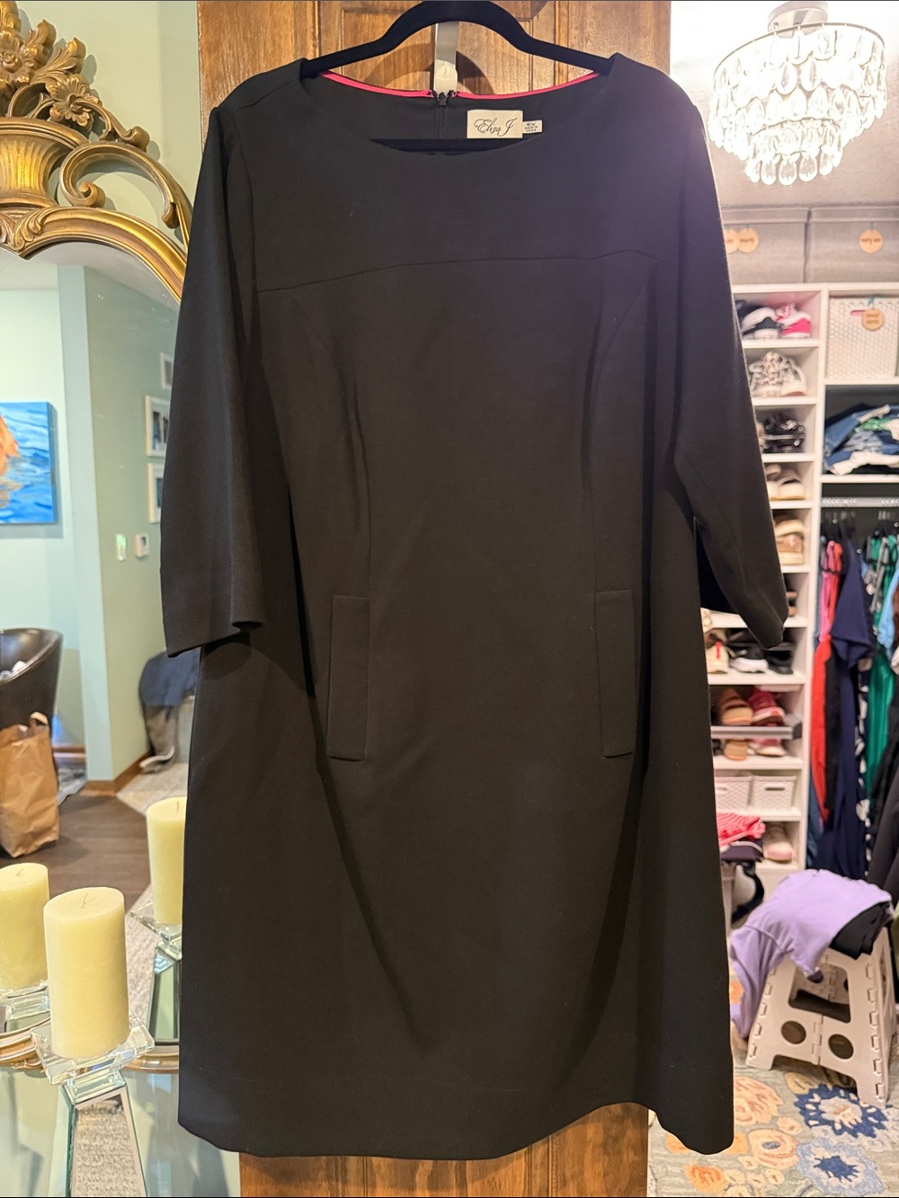 Eliza J Black Long Sleeve Shift Dress